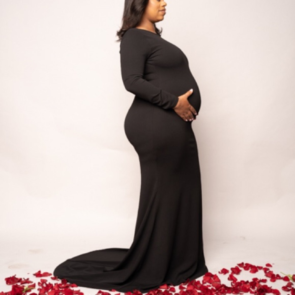 Black open back gown long sleeve